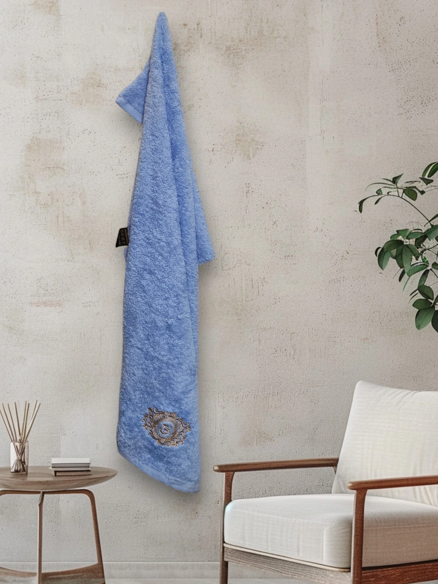 Premium Embroidered Cotton Bath Towel – Letter B
