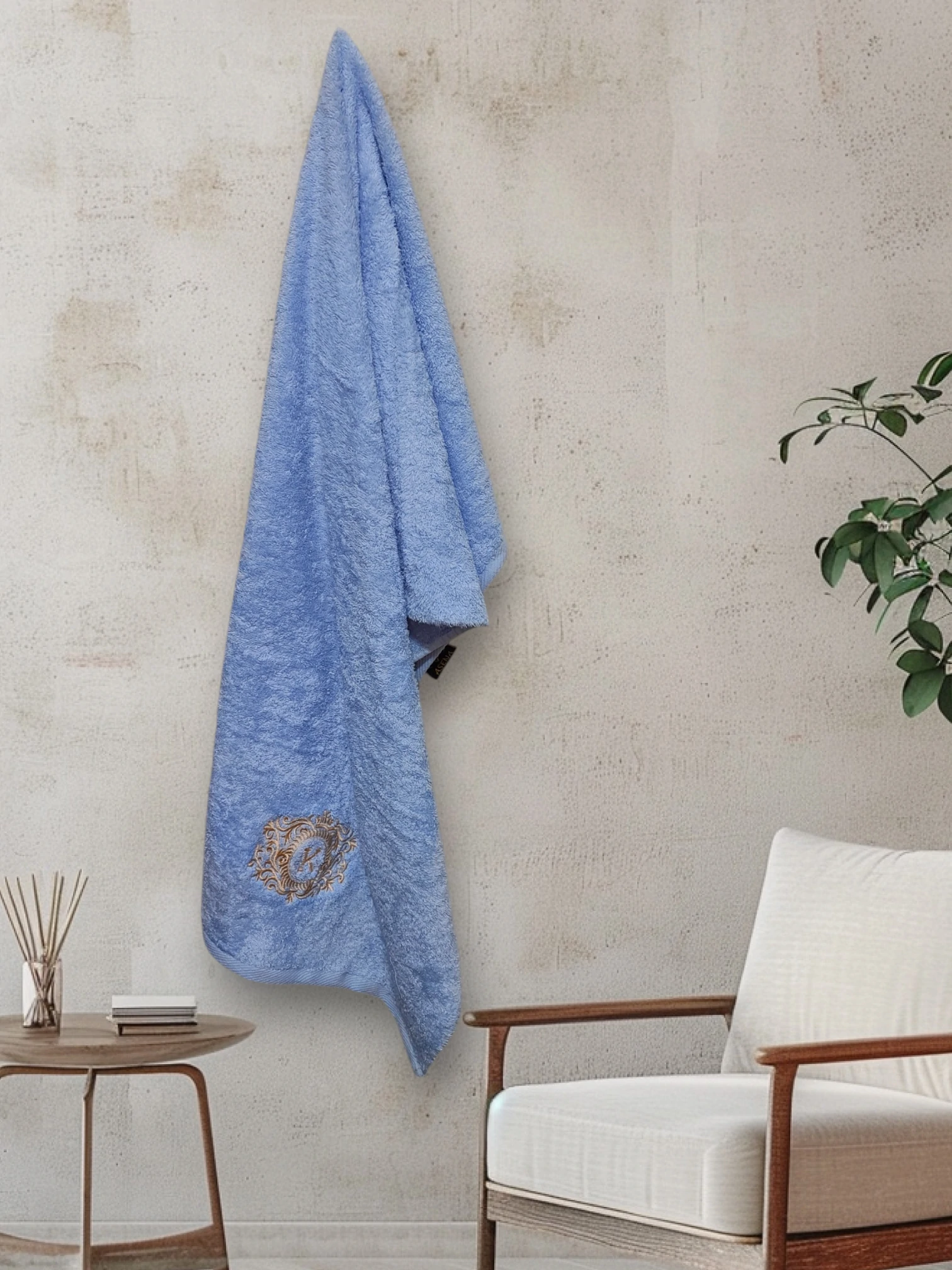 Premium Embroidered Cotton Bath Towel – Letter K
